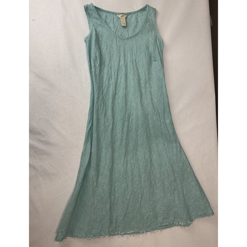J. Jill 100% Linen Dress A-Line Tank Resort Quiet Luxury Blue Boho Beach Size 2